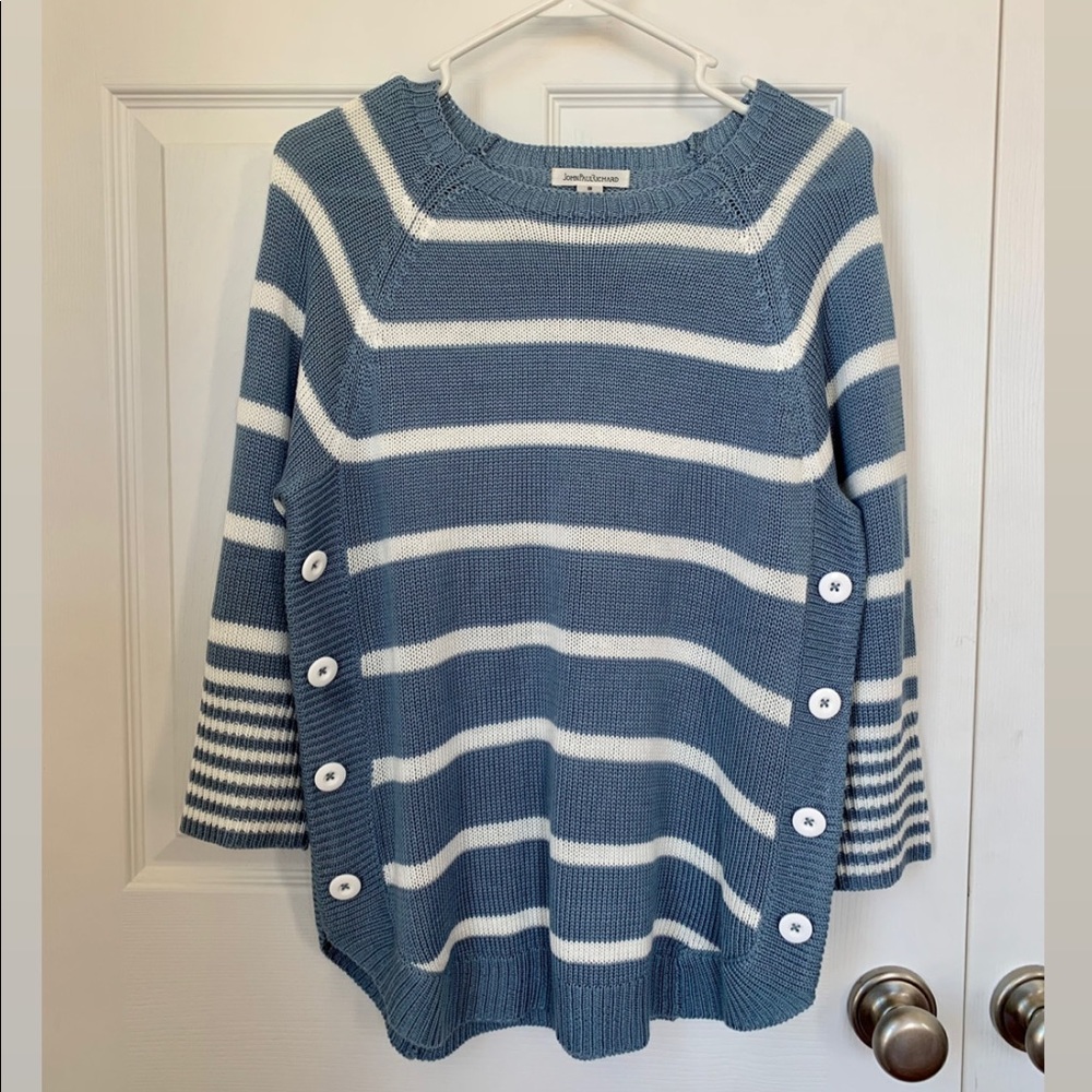 Blue and White Striped Sweater